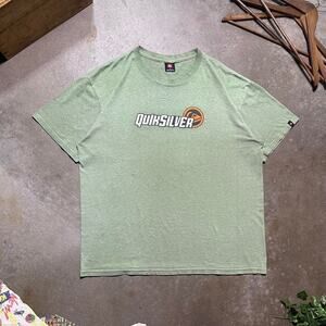 Vintage Y2K Quiksilver Surf Tee Mens XL Green White Surfer Skater 2000s Shirt